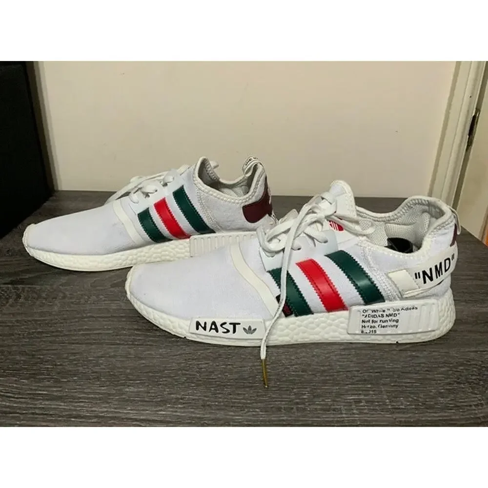 Adidas NMD Nast White Red Green Athletic Sneakers Women’s Size 9.5 USED